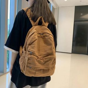 School Bags Bag Fashion Student Vintage Backpack Canvas Female Laptop Travel Cute Ladies For Women