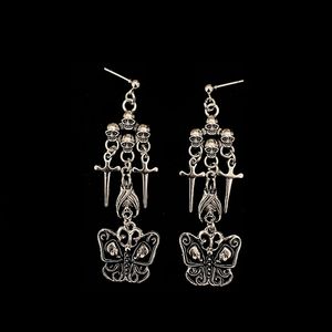 Yeni moda punk iskelet kolye büyük çemberler vintage gümüş altın kafatası elmas bayanlar erkek hip hop kulak saplamaları tasarımcı mücevher hediye mc12111