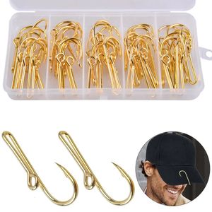 Fiskekrokar 40st Fish Hook Hat Clip Custom Colored Gold/Black Hat Clip Fish Hooks For Cap Hook Clip Fishing Hook For Hat Money/Tie Clasp 231204