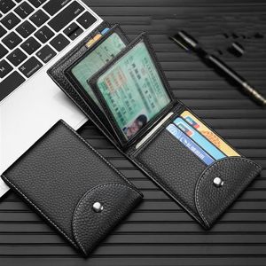 Cow Leather RFID Men Wallets حاملي بطاقة الائتمان محفظة رخصة قيادة مع ذكور Clasp Pocket Prese225f299x