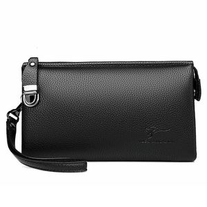 Borse per cosmetici Custodie di marca di lusso in pelle da uomo Pochette da lavoro Portafoglio da polso per telefono Portafoglio da uomo Borsa a portata di mano Nero Marrone Borse lunghe Pochette in pelle per uomo 231207