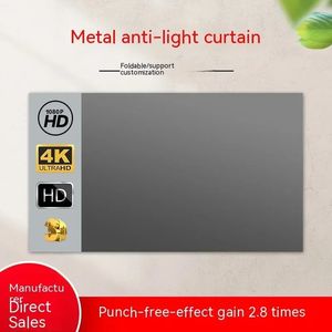 Projektionsskärmar Portable Projector Screen High Brightness 16 9 Metal Anti Light Curtain 60 70 80 90 100 120 Inches Home Outdoor Office 4K 231206
