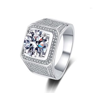 Atacado original gra vvs moissanite banhado a platina 925 prata esterlina joias da moda anel de dedo para mulheres e homens