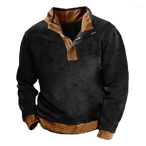 Maglioni da uomo Felpa con bottoni Felpa con cappuccio con stampa vintage 3d Pullover a maniche lunghe Casual Semplice Felpa con cappuccio oversize per abbigliamento di alta qualità