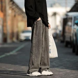 Men's Jeans Women Embroidered Streetwear Wide Leg With Cartoon Floral Embroidery Elastic Waist Deep For Fashionable