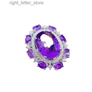 Pierścień Solitaire luksus s925 srebrny pierścień srebrny ametyst cyrkon inkrustowany kolorowymi szlachetnymi biżuterią ślubną dla kobiet yq231207