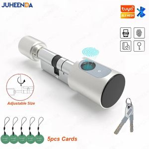 SMART LOCK JUSTABLE EURO CYLINDER SMART LOCK TUYA BLE FINGERPRINT IC CARD KEPERS TELEPPLEK HEM ELEKTRONISK DOOR LOCK CORE Digital Key Less 231206