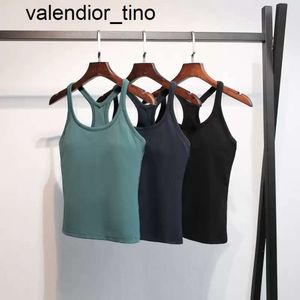 Nuovo 23ss Luluss Abbigliamento yoga da donna con capispalla lungo sul petto fitness bellissima schiena che corre aderente sportiva nuda da donna maglietta da yoga