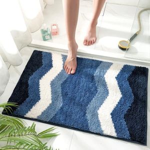 Mattor Dark Blue Wave Type Rugs Non Slip Soft Bath Mats Badrum Tub Maskin Tvättbar vattenabsorberande matta utomhusrum Dekoration