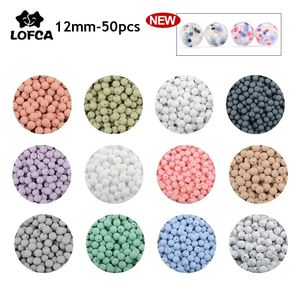 Mordedores Brinquedos LOFCA 12mm 50pcslot Beads Food Grade Silicone Teether Rodada Bebê Mastigável Dentição para DIY 231206