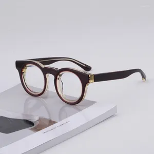 Montature per occhiali da sole Montatura per occhiali in acetato spesso rotondo di alta qualità in stile giapponese per uomo Donna Occhiali da vista firmati miopia ottica