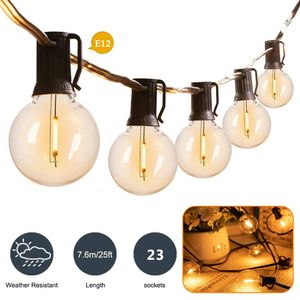 Christmas Decorations 25FT Connectable LED G40 Glass Globe Chain Lights EU US Plug Waterproof Outdoor Garland String Light Fairy Decorative Patio Lamp 231207