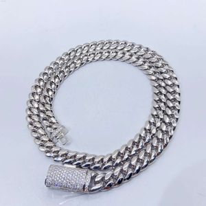 Ready to Ship Moissanite Clasp Lock Miami Thick 8mm Sterling Silver 925 Cuban Link Chain Necklace