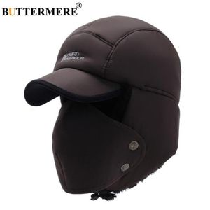 Buttermere Men's Winter Hats Russian Bomber Coffee Cotton Earfap Caps Man Mask Löstagbar baseball Cap päls varm ushanka hat2933