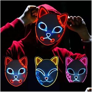 Parti Maskeleri Demon Slayer Tanjirou Mask Sabito Mascarilla Makomo Cosplay Masques Cadılar Bayramı Kostüm Maskaras Led Damla Homefavavor Dhtbr