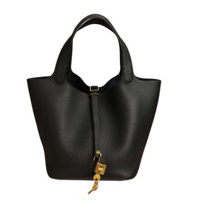 Europeu Qualidade Original 22 Picotin Lock Togo Balde de Couro Preto Designer Marca Mini Tote Elegante Senhoras Clássico Feito à Mão Sem Diferença Saco O Mais Alto