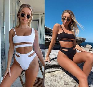 Women039s Swimming Suit white Bikini Set Bandage Women Swimsuits Bather Swimwear High Waist Biquinis Feminino Two Pieces1706187