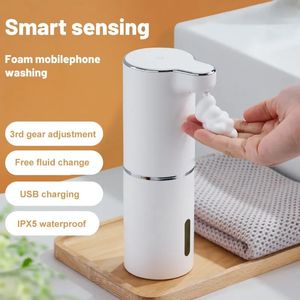 Liquid Soap Dispenser 1PC White 300ML Automatic Foam Soap Dispensers Smart Foam Machine Infrared Liquid Soap Dispenser Pump Hand Sanitizer 231207