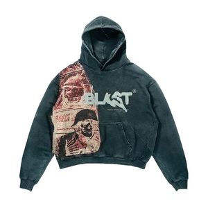 Hoodies das mulheres moletom retro y2k hoodie casacos streetwear gótico casual alfabeto explosão padrão crânio moda hoodie homens harajuku roupas masculinas 231207