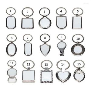 Keychains 15 Shapes Sublimation Transfer Paper Blanks DIY Metal Round Key Rings Heat Press Po Custom Jewelry Making Smal22283n