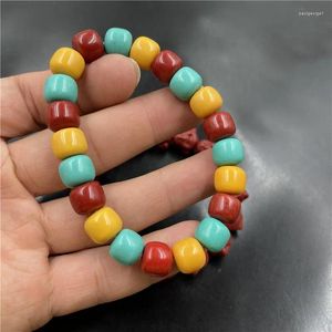 Bracciale con filo di colore turchese imitazione perline antiche da donna