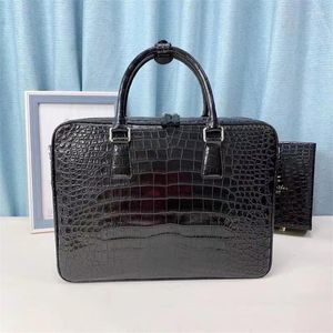 Kolejki Business Authentic Crocodyle Belly Skin Classic Working Trochę oryginalna skóra aligatorska duża rączka