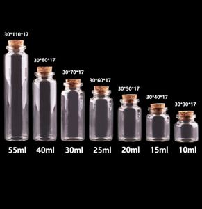 24pcs 10ml 15ml 20ml 25ml 30ml Cute Clear Glass Bottles with Cork Stopper Empty Spice Bottles Jars DIY Crafts Vials T2005062137652