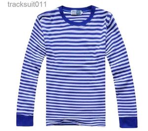 Herren-T-Shirts, Herbst-Stil, gestreift, blau-weiß gestreiftes Herren-T-Shirt, langes Schlittenhemd, O-Ausschnitt, lässig, volle Tops, T-Shirts, Hemden für Herren, L231208