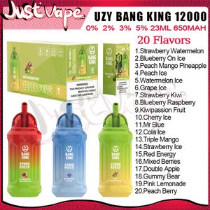 Authentic UZY Bang King 12k Puff Disposable E Cigarettes Mesh Coil 23ml Pod 650 mAh Battery Electronic Cigs Puff 12K 0% 2% 3% 5% 20 flavors Vape Pen