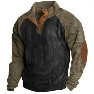 Herrtröjor Autumn -knapp vintage hoodie för män mode överdimensionerade 3D -kläder casual tröja långärmad pullover toppar