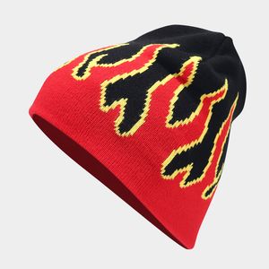 Męskie dzianinowe czapka Y2K GOTH Flame Hat Fashion Street Hats For Lady Women Girl Punk Halloween Cap Hip Hop Prezenty Świąteczne na na świeżym powietrzu Rap Hip Hop wakacje