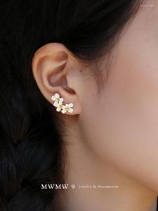 Stud Earrings "" Series All-over S925 Silver Gold Flower Chinese Temperament Handmade Earring Woman