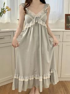 Kolejna strój snu Koreańska słodka dziewczyna koronkowa bawełniana vintage księżniczka nocna piżama z padem bajki v-de-de-decles Nightgowns Victorian