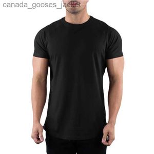 T-shirts masculinos Camiseta Plain Gym Men Men Summer Fitness Clothing O-Gobes Camista de Les Caminhão curta Algodão Slim Fit Tshirt Treino de musculação Tees Tops L231208