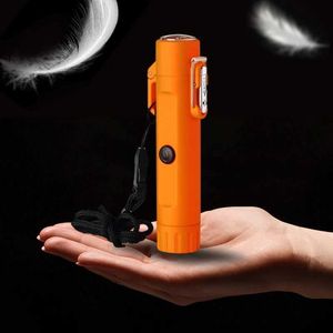 Металлическая беспламенная импульсная плазменная USB-зажигалка с двойной дугой, подходящая для выживания на природе, кемпинга, водонепроницаемая и ветрозащитная, мужские подарки