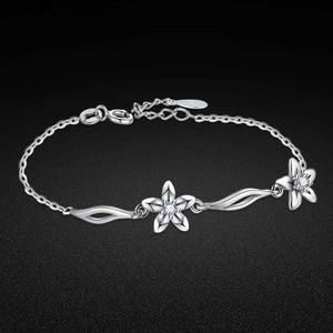 Moda łańcuchowa damska 925 srebrna bransoletka szlachetna kwiat Bransoletka cyrkonż