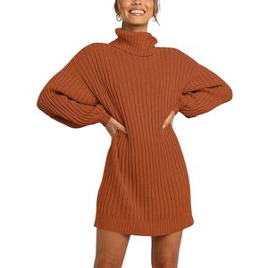 Designer Sweaters for Women Autumn and Winter New Women's High Neck Mid Length Sweater Knitwear Dress 480