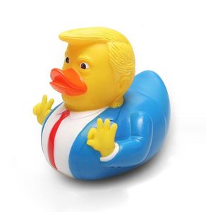 新しい漫画トランプアヒルバスシャワー水面フローティング米国大統領ラバーダックベイビーウォーターおもちゃシャワーダックチャイルドバスフロートおもちゃ