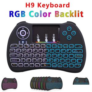 Teclados Colorf Backlight Air Mouse Wireless H9 Controle Remoto para Android TV Box Xbox PS3 Gamepad Drop Delivery Computadores Networking Dh1Za