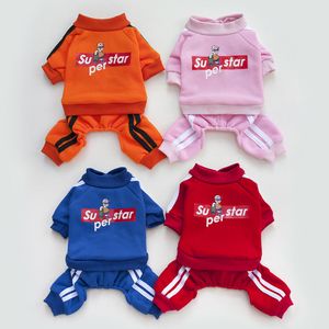 Felpa con cappuccio per cani Tuta a 4 gambe per cani di piccola taglia Vestiti per cuccioli Felpa pullover per cani Cappotto invernale per cani in cotone Abbigliamento per gatti