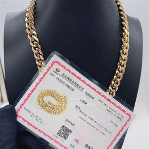 12mm 20 polegadas 14k colar de corrente de link de ouro sólido real 14k colar de ouro amarelo Miami Chain Cuban Chain