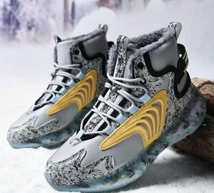 Winter high top basketball shoes couples running popcorn and plush trendy men's sports shoes yakuda Popular Sneakers Store Local training Sneakers local boot