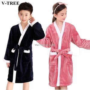 Towels Robes Winter Kids Bathrobe Fleece Robes For Boys Solid Girls Pajamas Warm Children Pyjama Teenager Bath Robe Swimming Clothing 231208