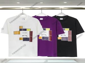 2023 Designer Mens Camisetas Verão Paris Londres Inglaterra Camisetas Desgaste com Rua Camiseta Mulheres Luxurys Color Block Printing Tshir2337184