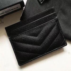 Elegant Black Caviar Wallet Lady brand Card holder Fashion Women Credit cards bag Mini Leather purse300x