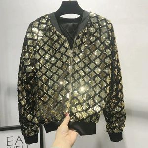 Women's Jackets 2023 Blingbling Sequin Jacket Small Coat European Station Short Style Port Flavor Chic Top Baseball Clothes Women