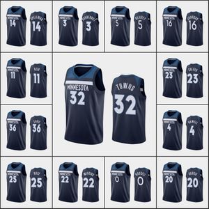 Minnesota''timberwolves''men d'angelo Russell Karl-Anthony Towns Omari Spellman James Johnson Navy Custom icon Jersey