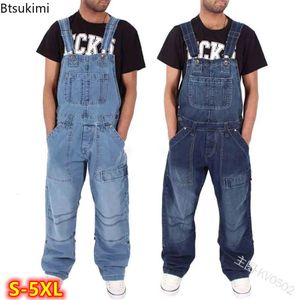 Män s byxor plus storlek 4xl 5xl mode denim overall casual man jeans hängslen hoppsuit löst arbete man 2023 231208
