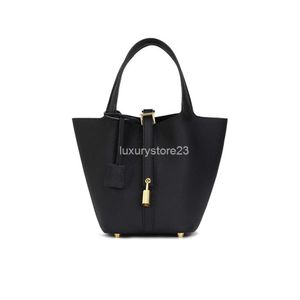 Bolsas de elefante Picotinlock Lady Tote Bag de Chave de Covilhas Grande Designer Casual Togo Bolsas de Caspa de couro macio Cesta feminina Bolsa de caçamba Cinza 10VJ