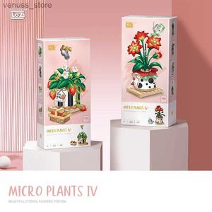 Blocchi LOZ Creativo Strberry Cherry Blossom In vaso Succulente Pianta Bonsai Building Blocks Moc Mini Fiore Mattone Home Decor Giocattoli per bambini R231208